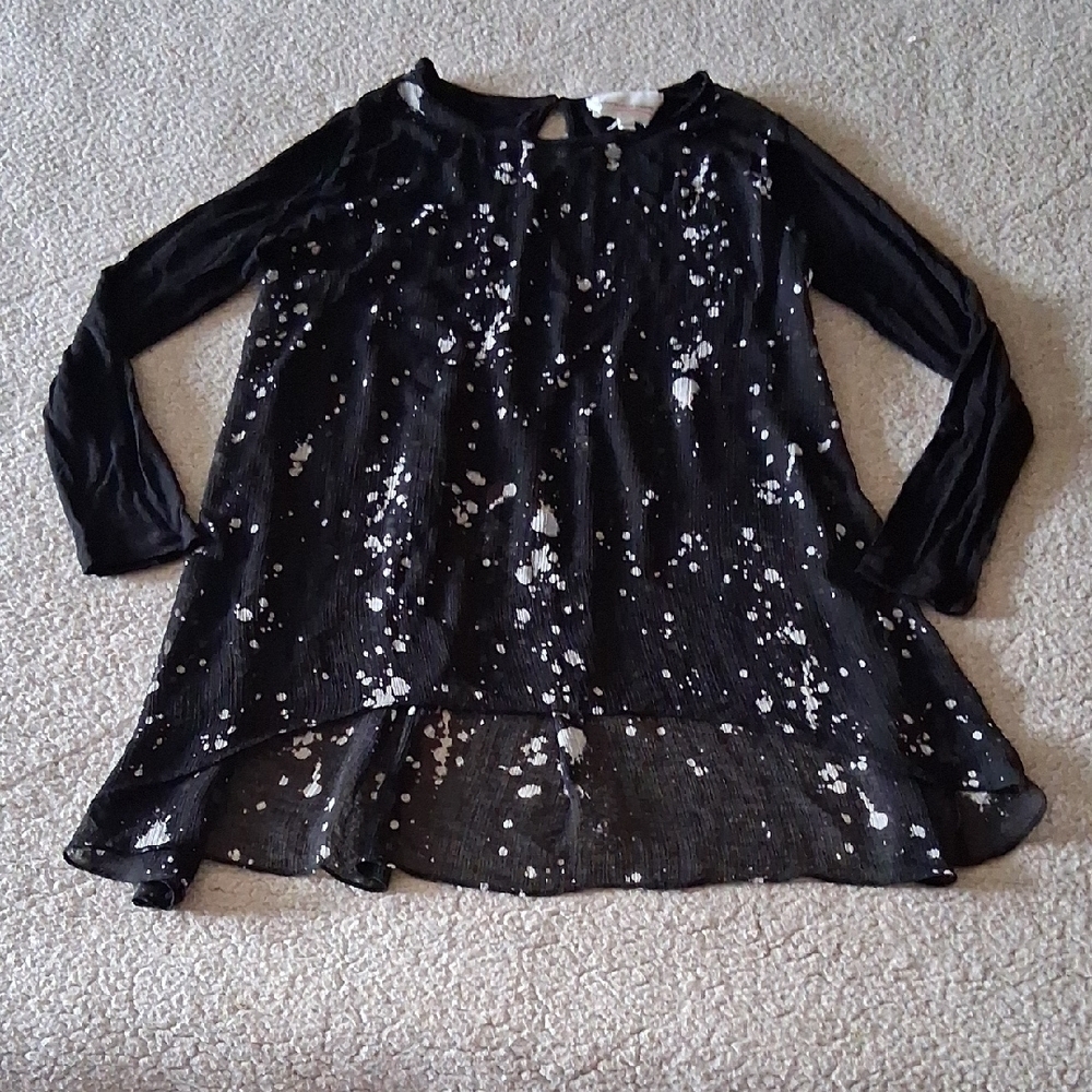 Vince Camuto Monochrome Splatter Long Sleeve Top